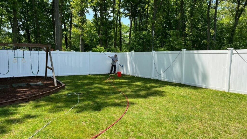 Protect Your investment with regular pressure washing . PVC fence cleaning