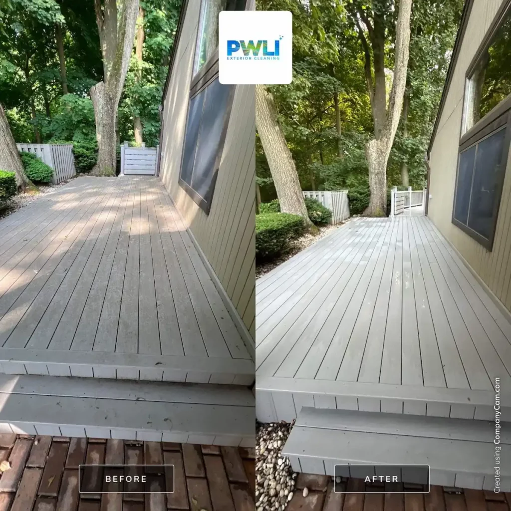 Trex deck cleaning before and after — Jericho NY house washing by Pressure Wash Long Island